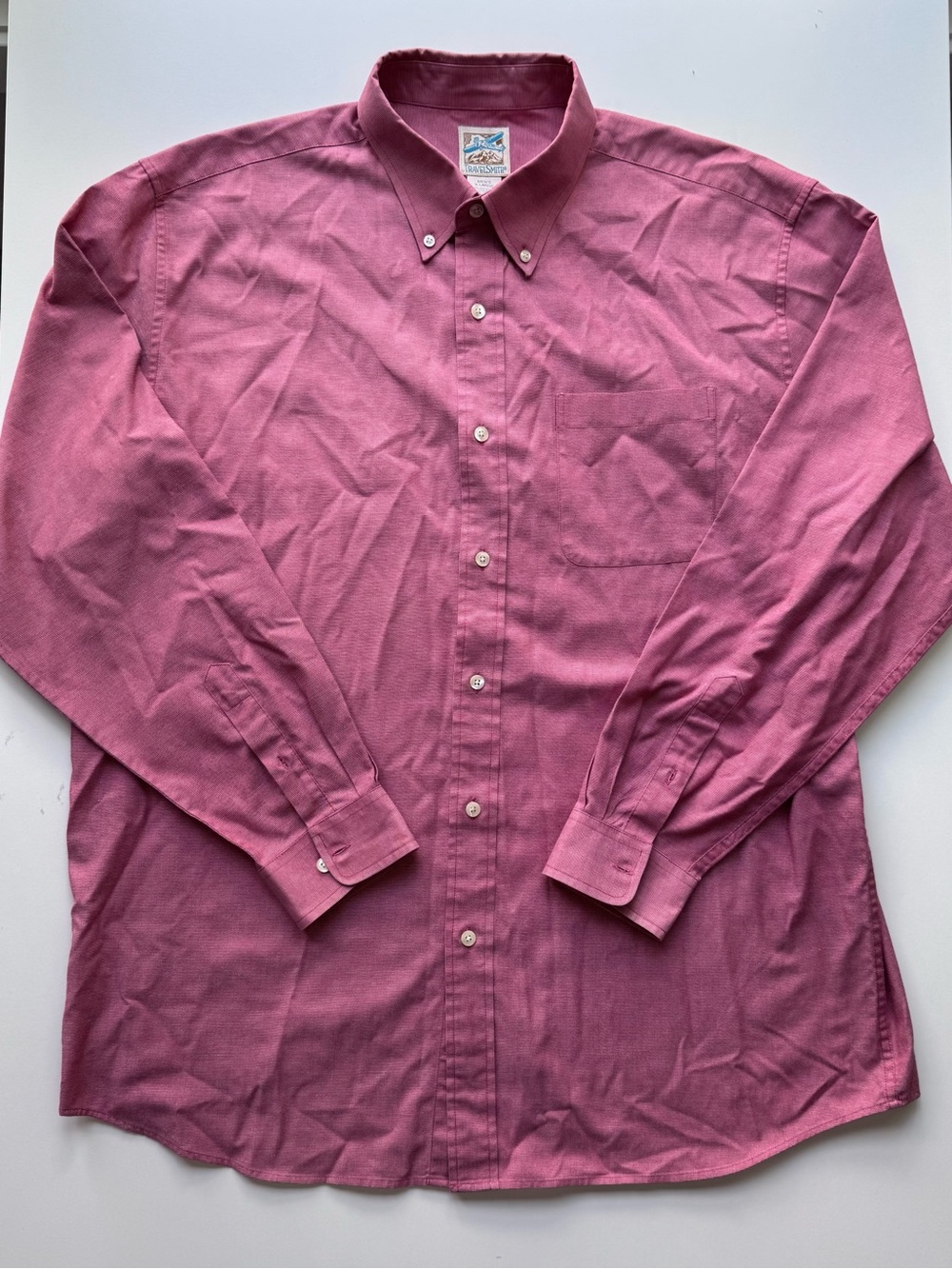 TravelSmith Men's Long-Sleeve Button-Down Shirt in Dusty Rose